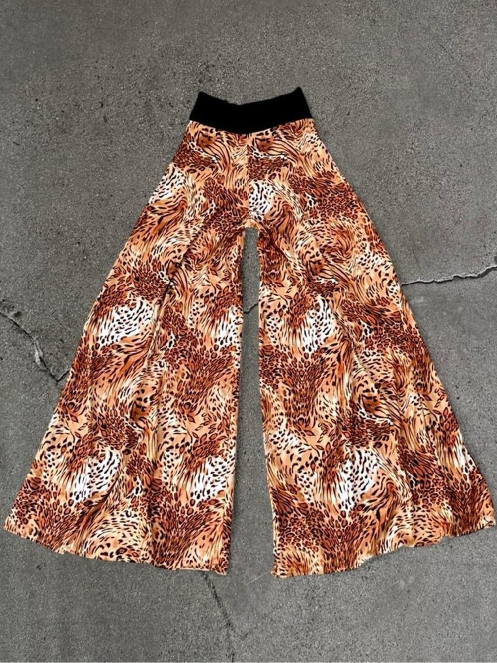 Vintage Animal Print Wide Leg Palazzo Pants